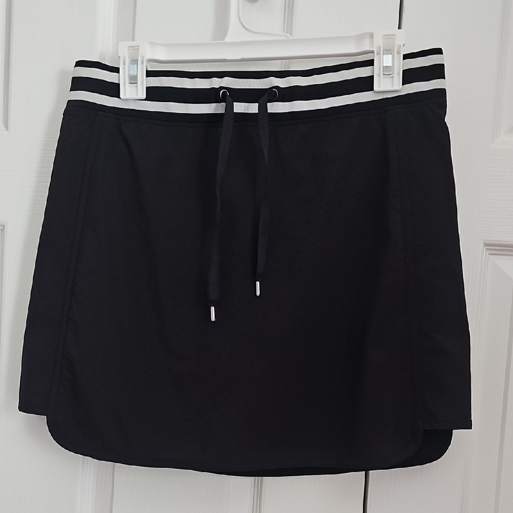 Athleta Black Athletic Golf Skort with White Stripes